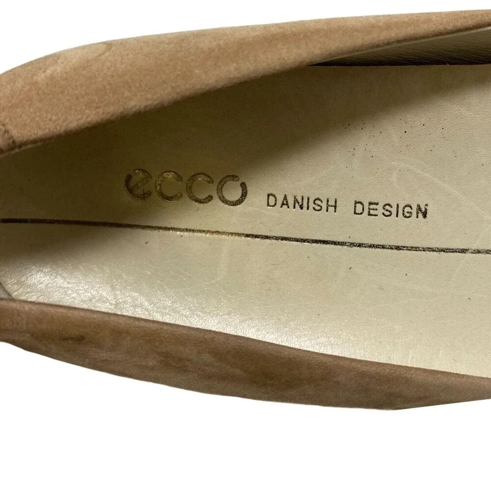 New ECCO Women's Ballet Flats 36 Tan Suede Pointed Toe Danish Design